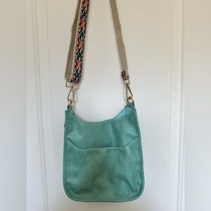 Ah-dorned small teal green bag purse crossbody with strap
